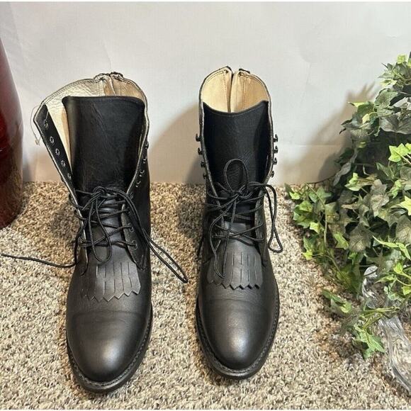 VTG Durango DB1730X Kiltie Western Boots Black Leather 10.5 D Back Heel Zip NEW main image 6